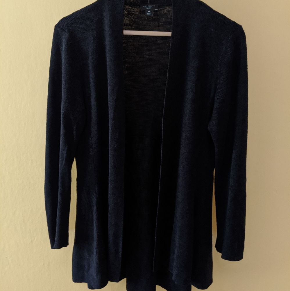 Black Ann Taylor Flowy Cardigan, medium petite